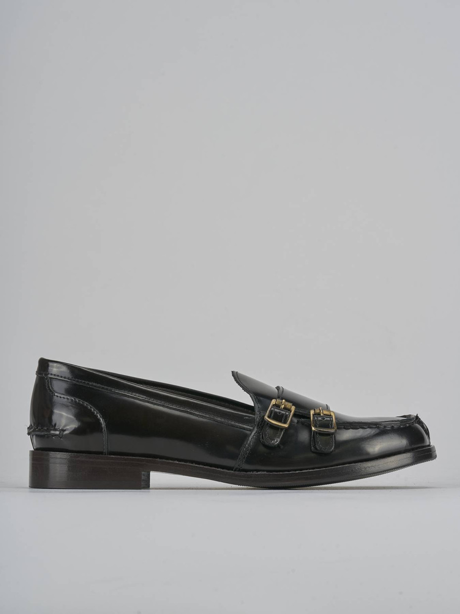 Mocasines tacón 2 cm marrón oscuro cuero