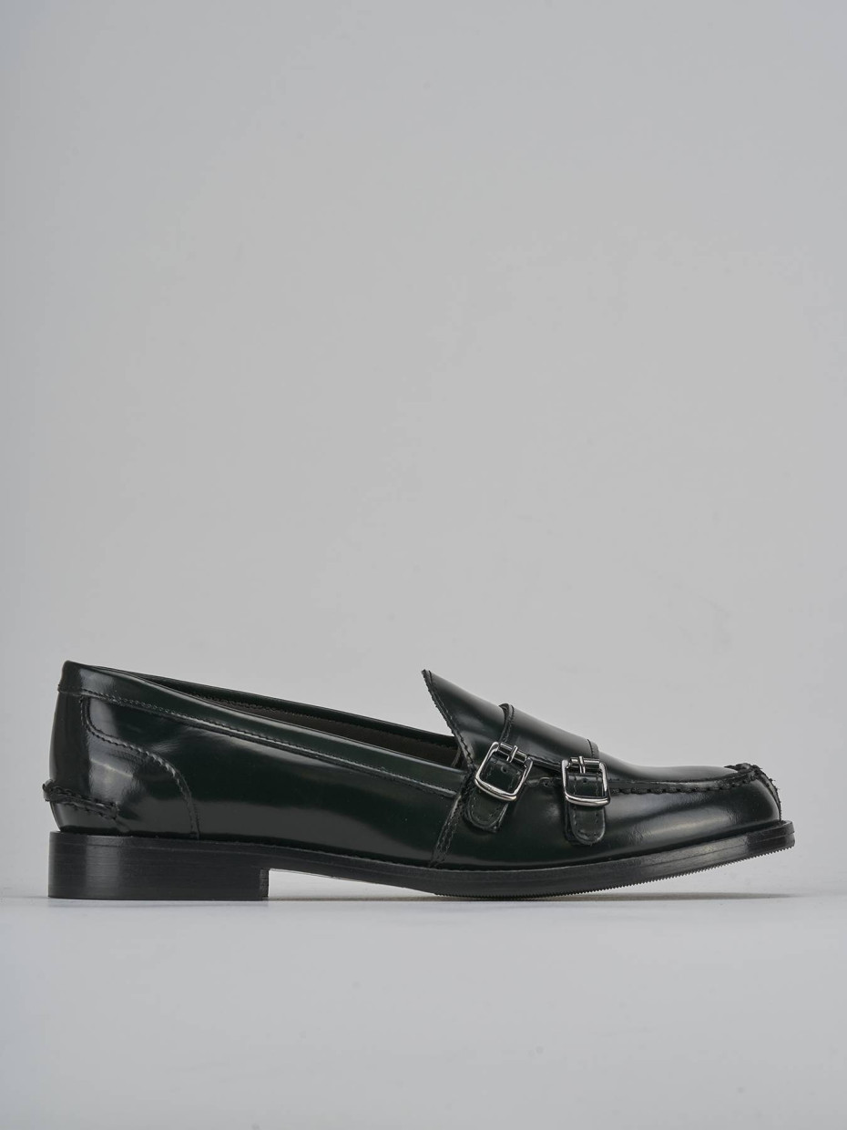 Mocasines tacón 2 cm verde cuero