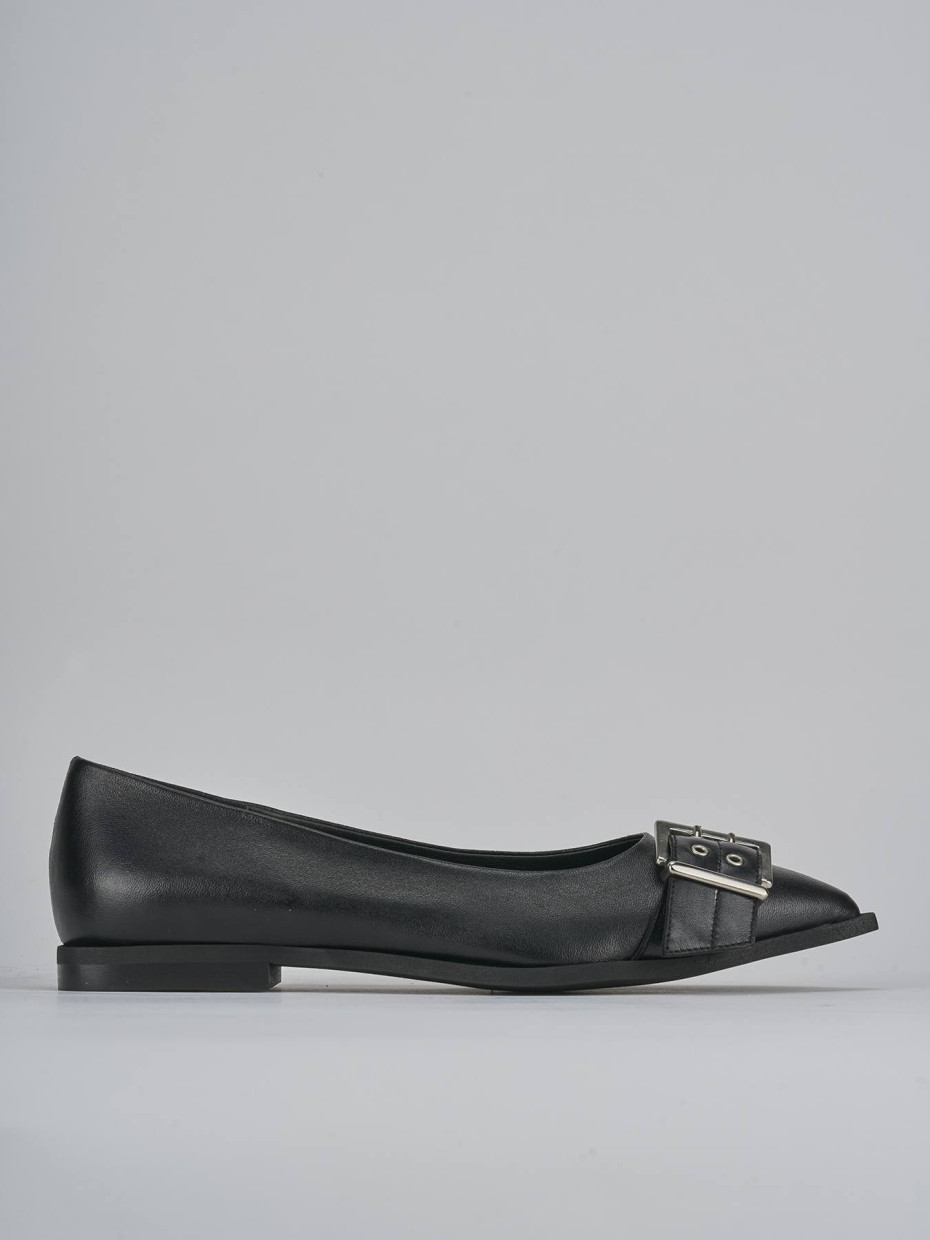 Bailarinas tacón 1 cm negro cuero