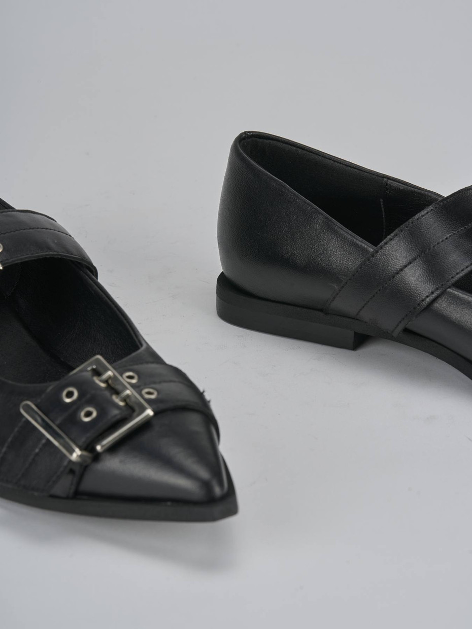 Bailarinas tacón 1 cm negro cuero
