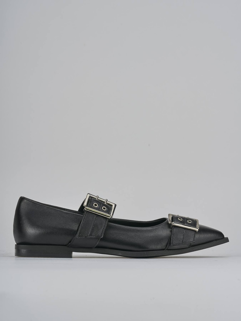 Bailarinas tacón 1 cm negro cuero