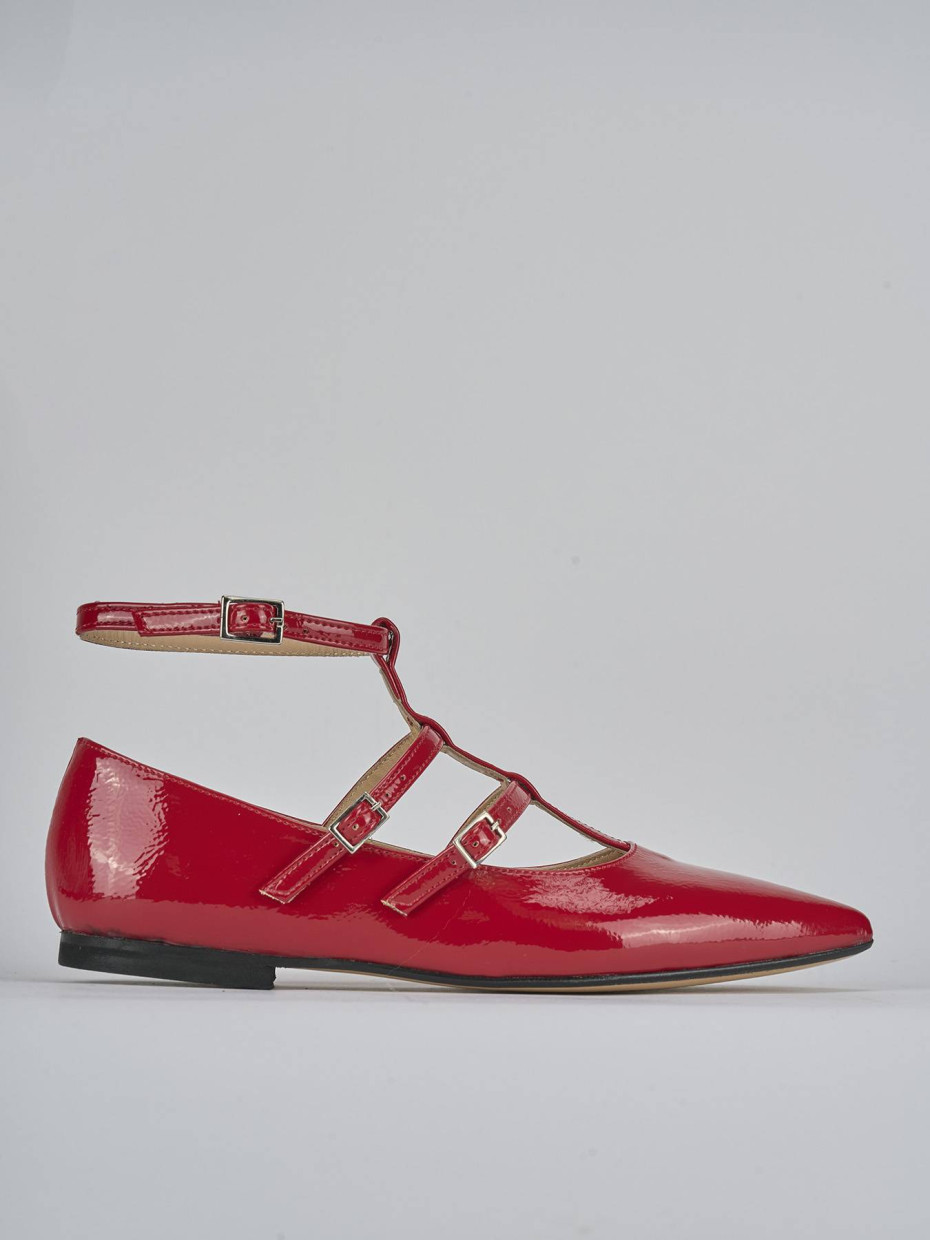 Bailarinas tacón 1 cm rojo charol