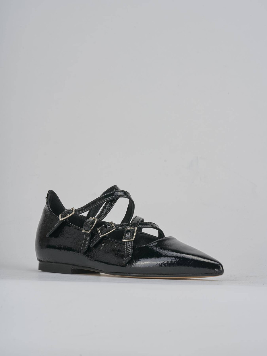 Bailarinas tacón 1 cm negro charol
