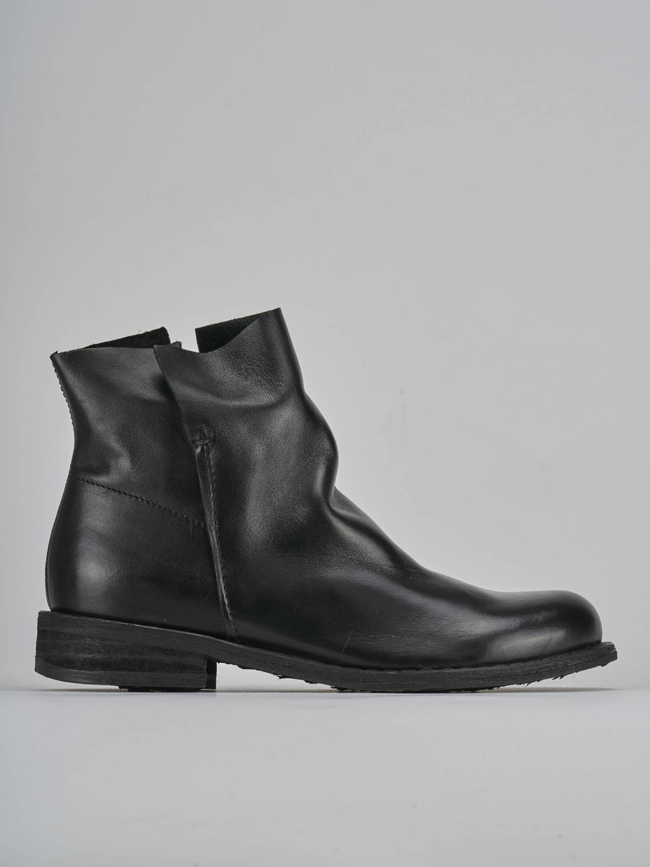 Low heel ankle boots heel 2 cm black leather