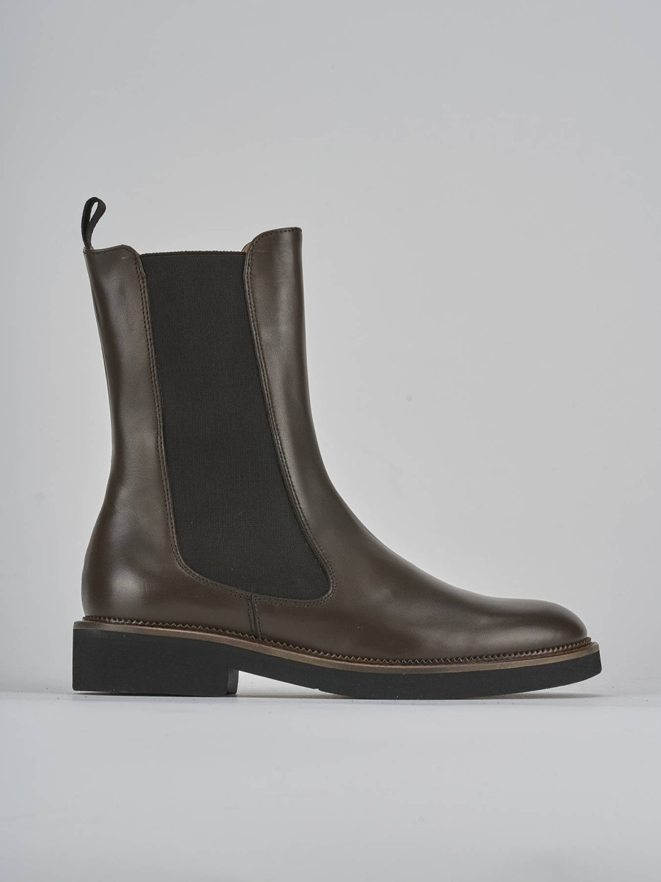 Low heel ankle boots heel 2 cm dark brown leather