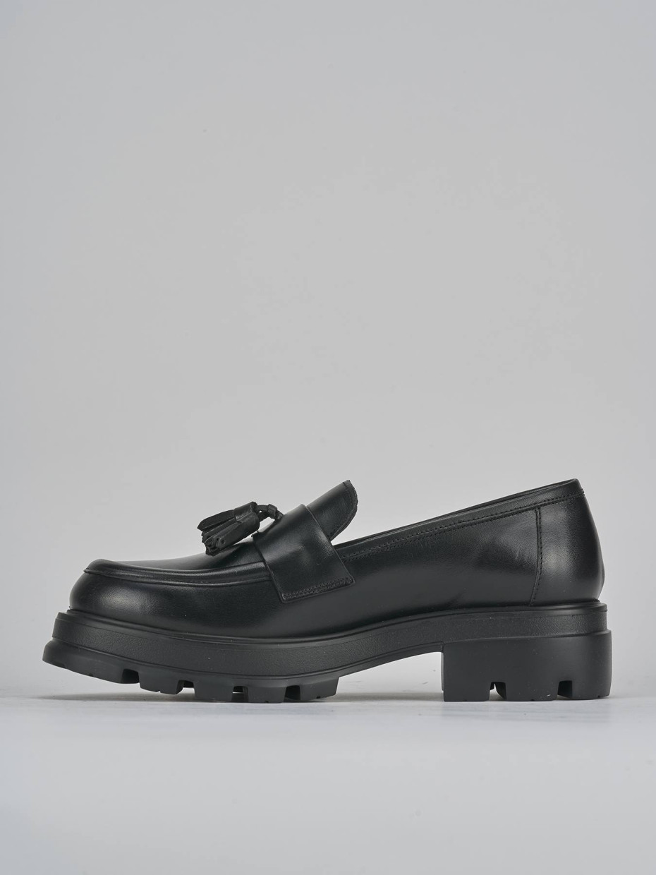 Mocasines tacón 3 cm negro cuero