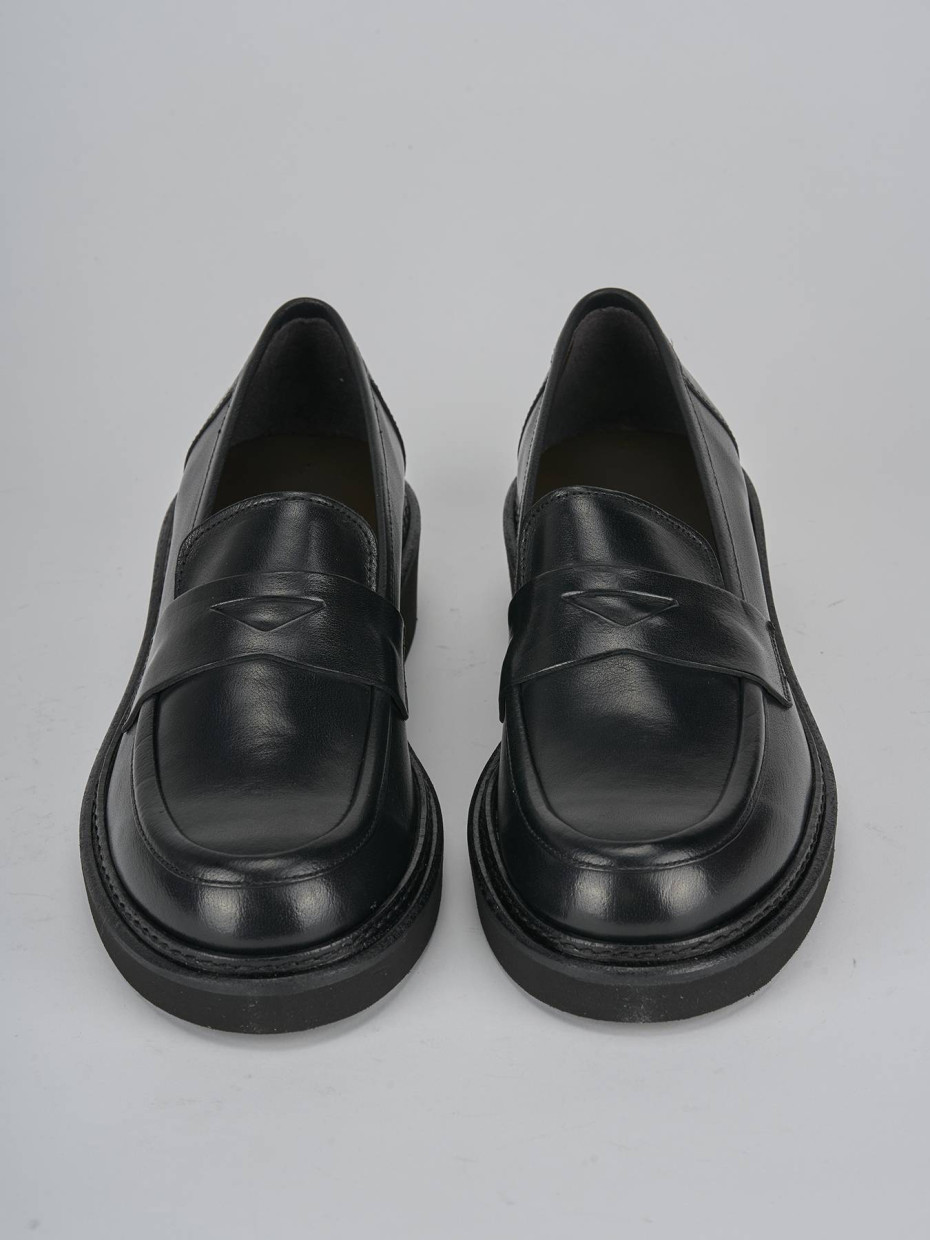 Mocasines tacón 3 cm negro cuero