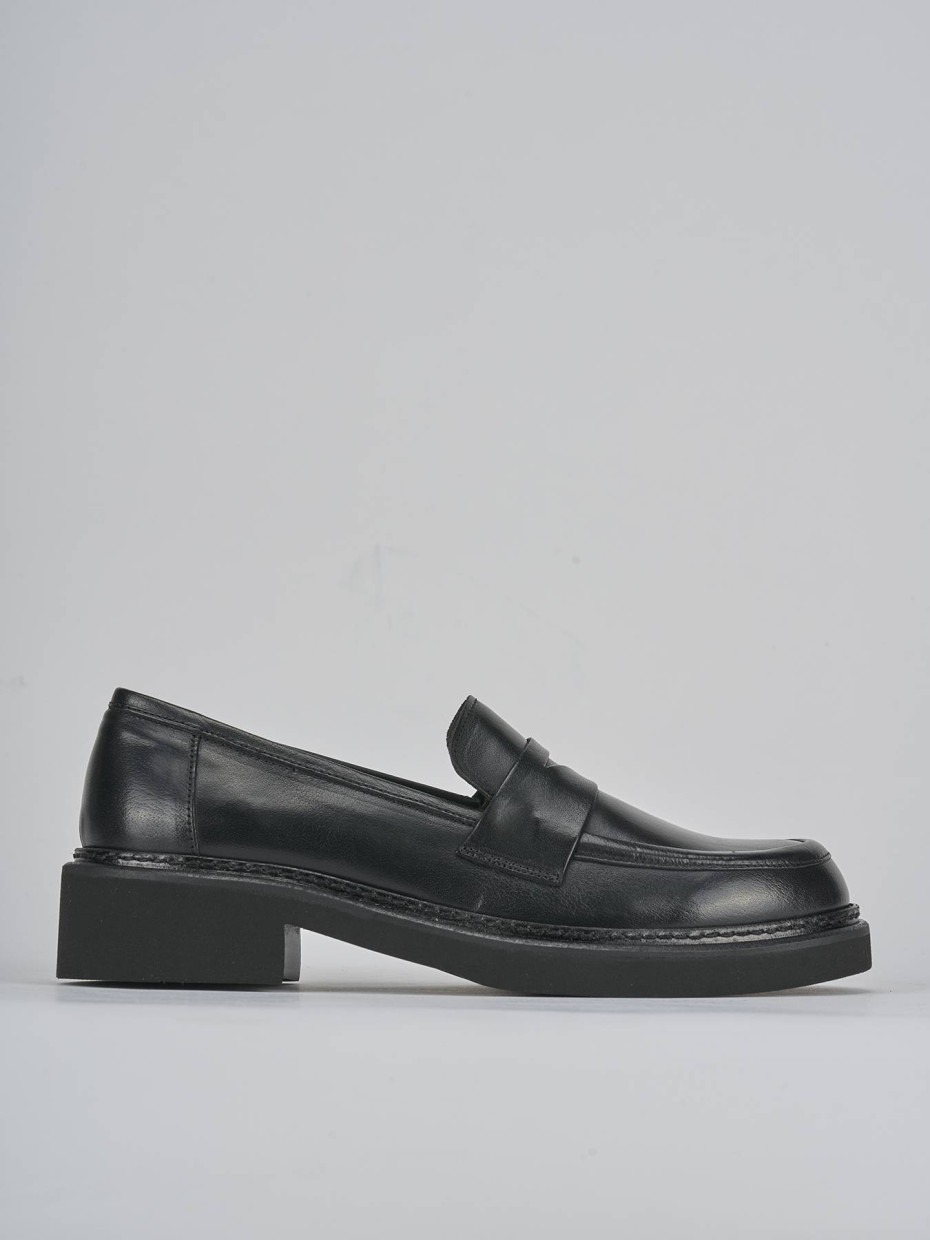 Mocasines tacón 3 cm negro cuero