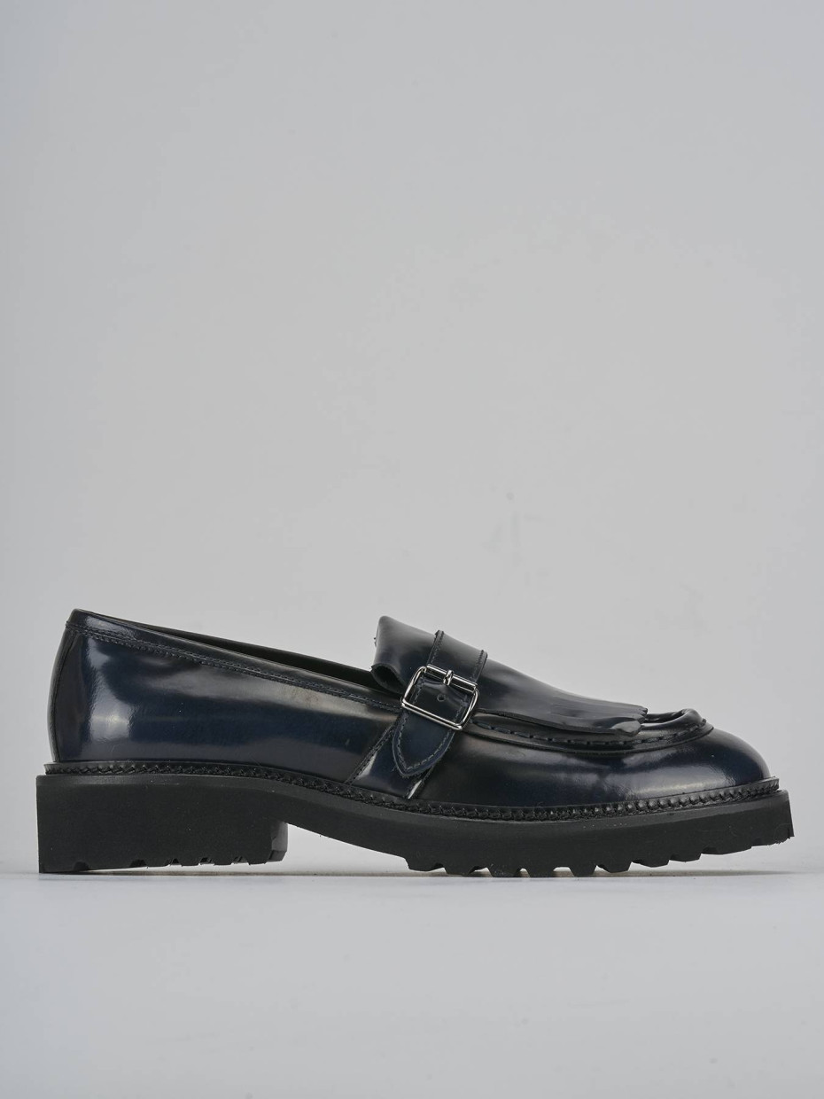 Mocasines tacón 2 cm azul cuero