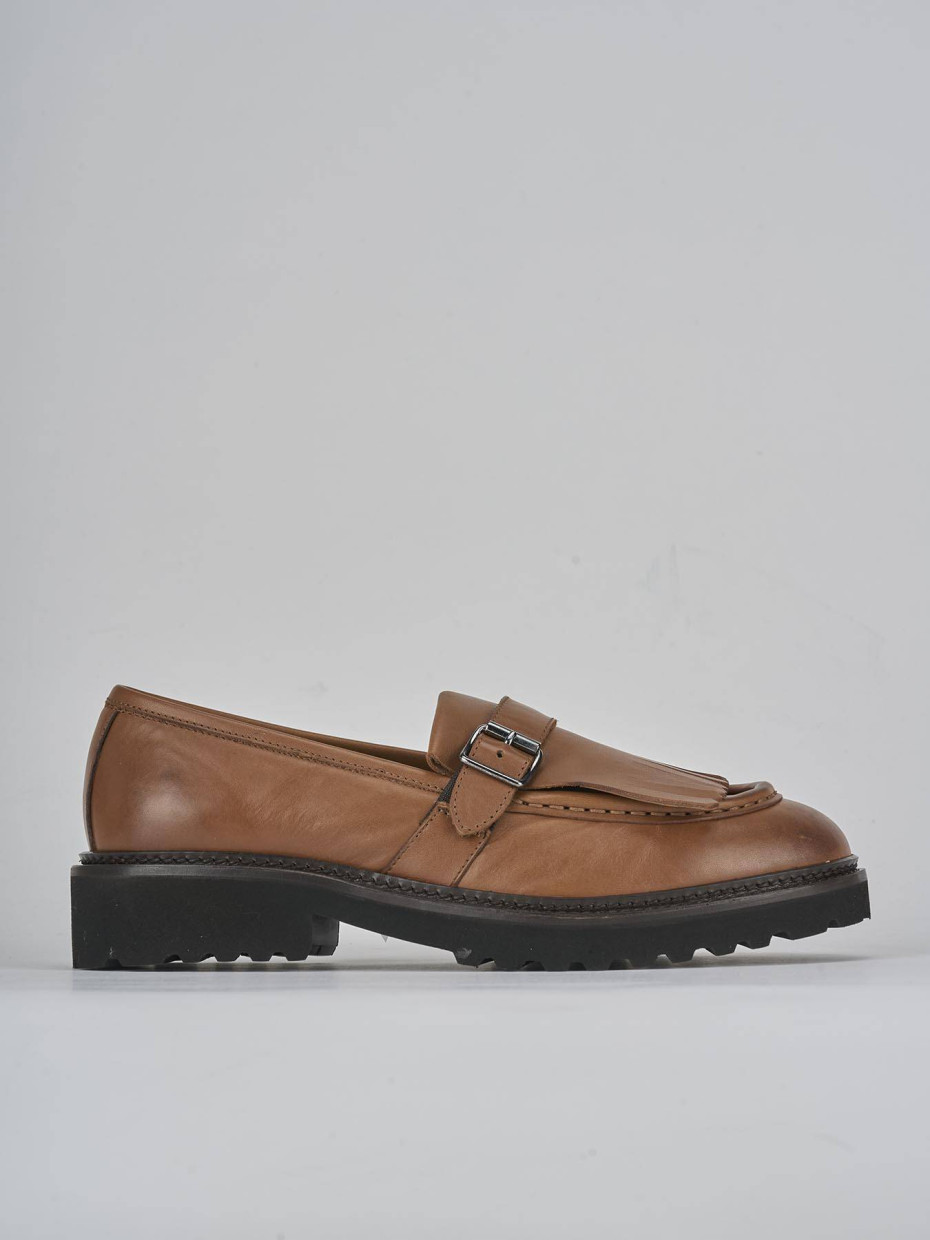 Mocasines tacón 2 cm marrón cuero