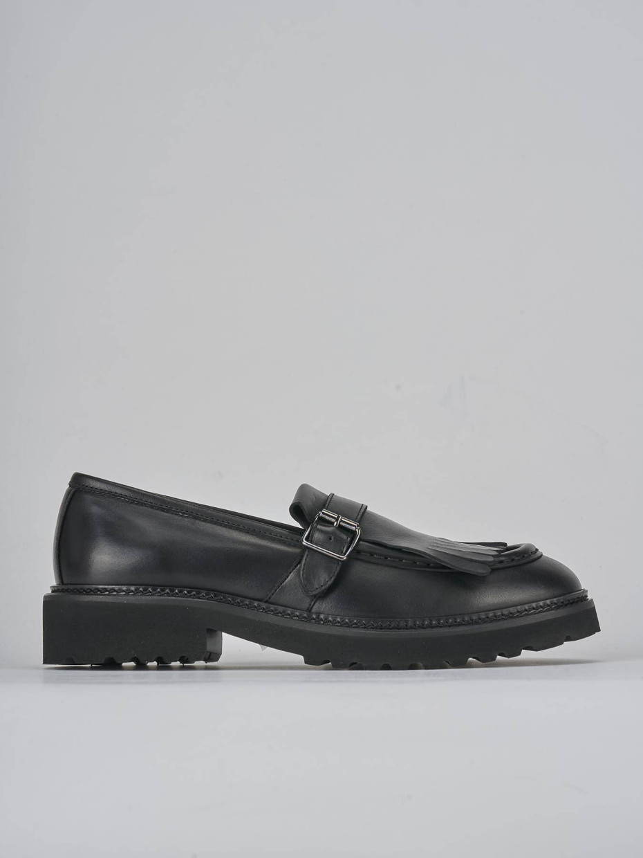Mocasines tacón 2 cm negro cuero