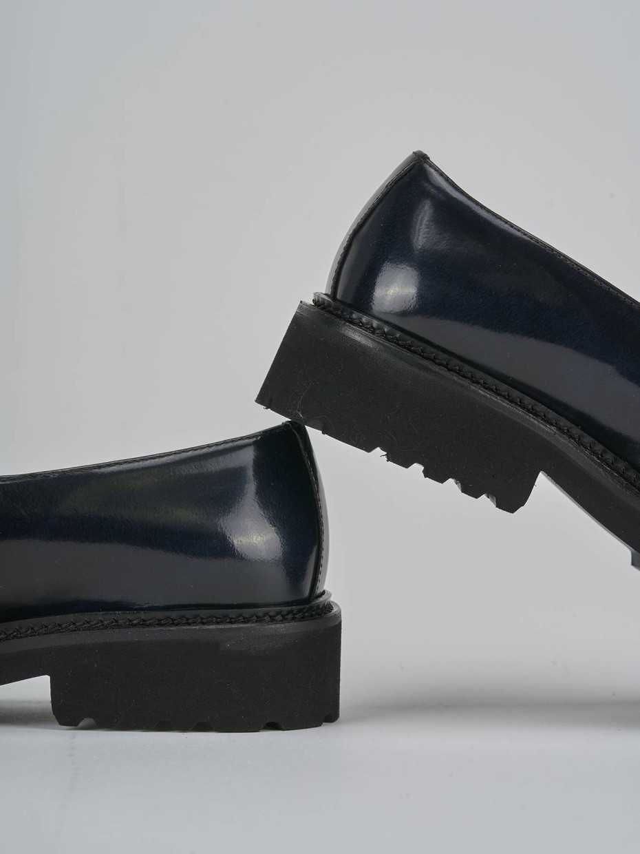 Mocasines tacón 2 cm azul cuero