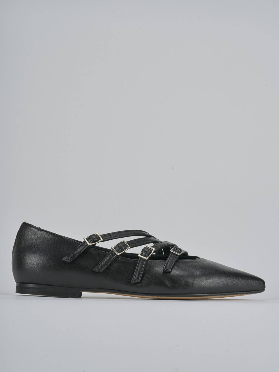 Bailarinas tacón 1 cm negro cuero
