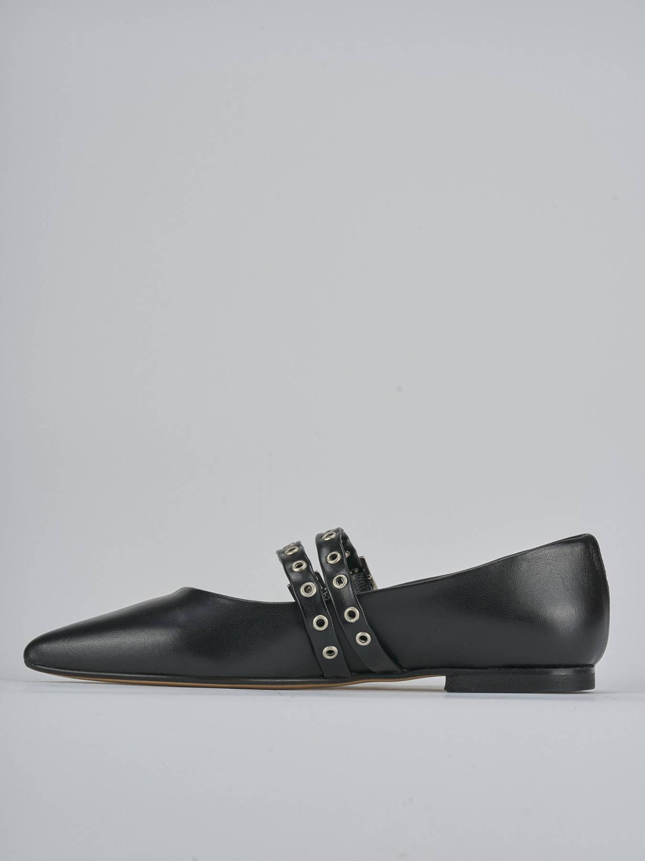 Bailarinas tacón 1 cm negro cuero