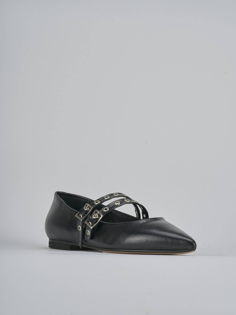 Bailarinas tacón 1 cm negro cuero
