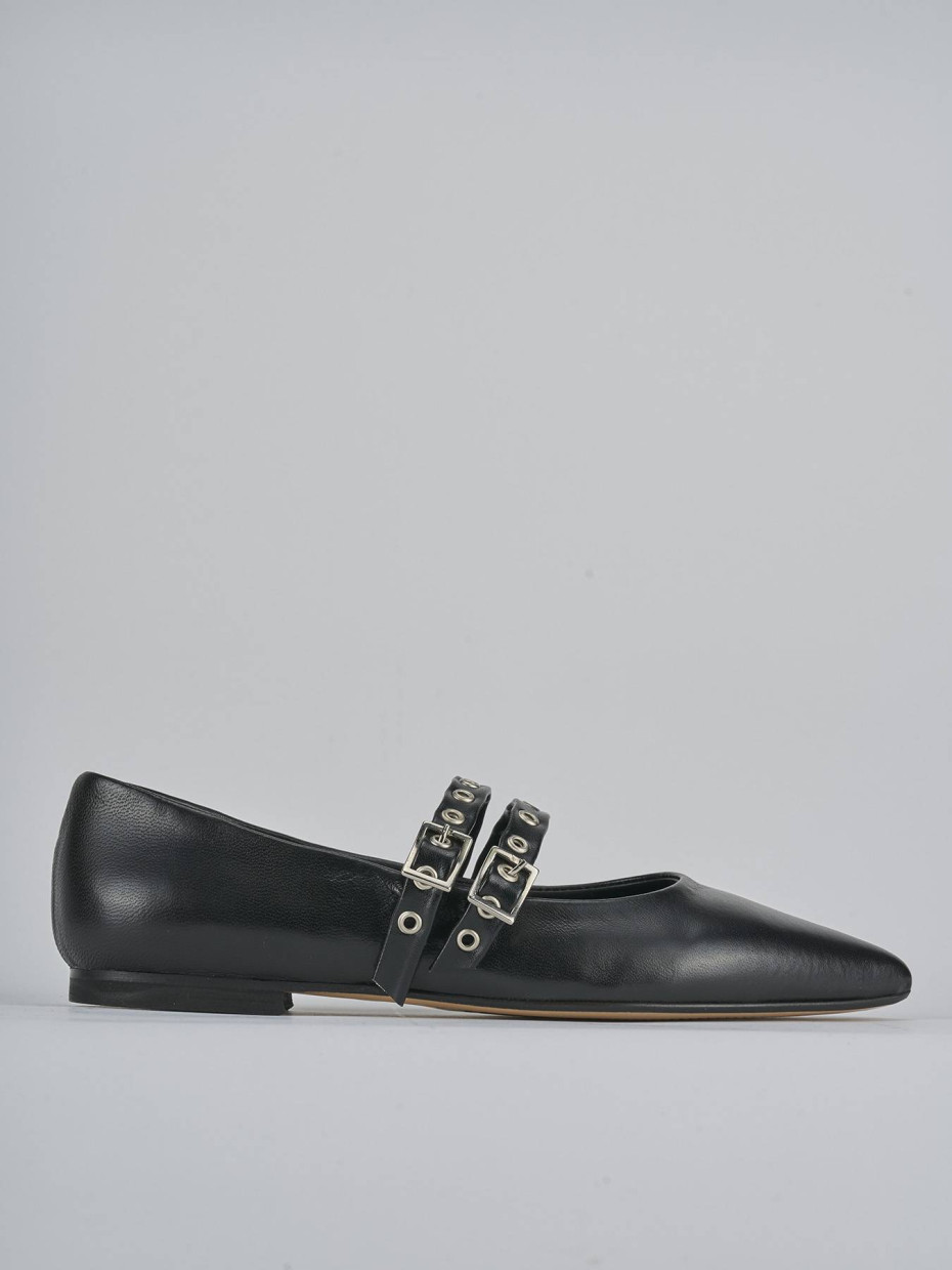 Bailarinas tacón 1 cm negro cuero