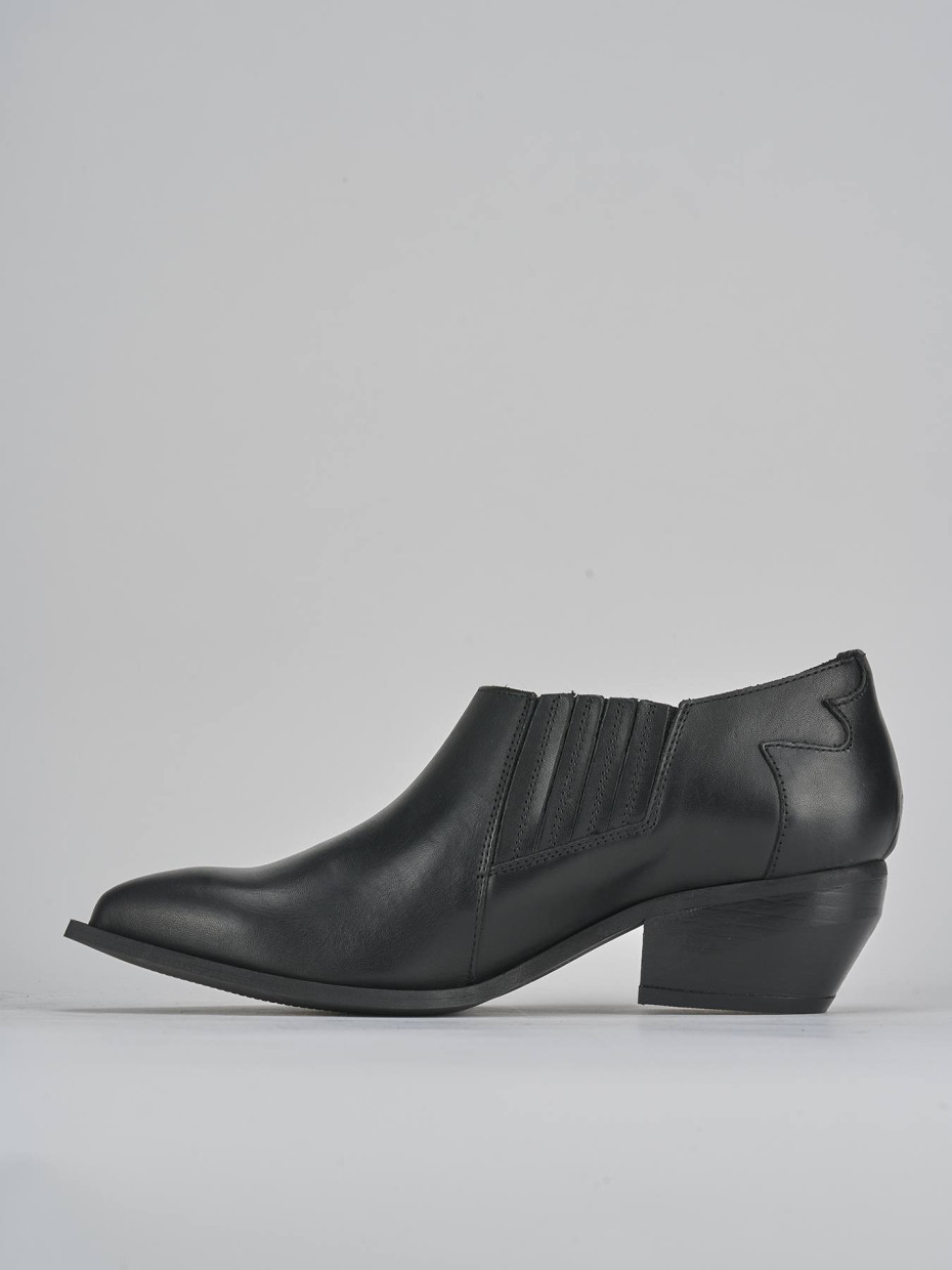 Botines de tacón alto tacón 5 cm negro cuero