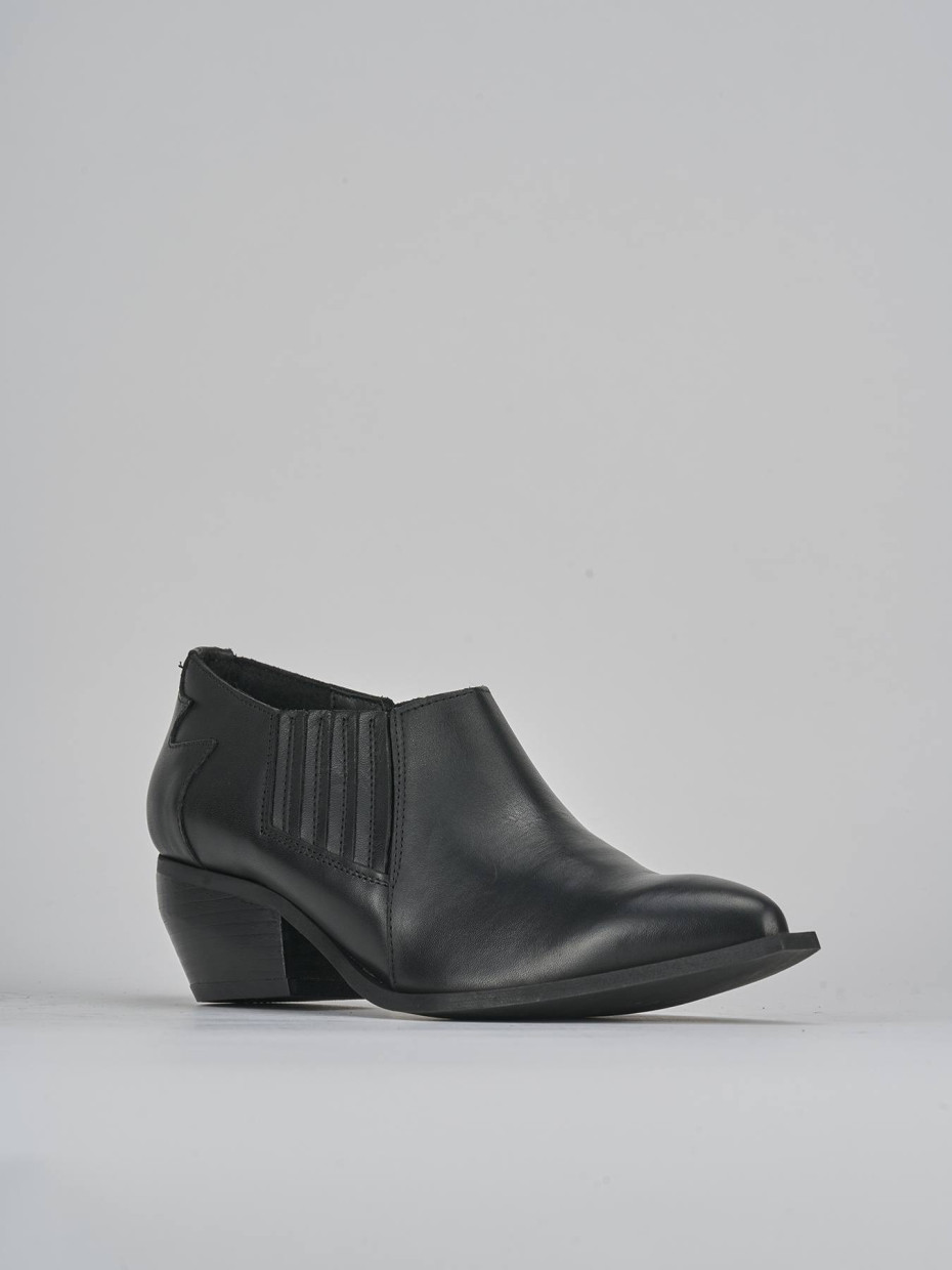 Botines de tacón alto tacón 5 cm negro cuero