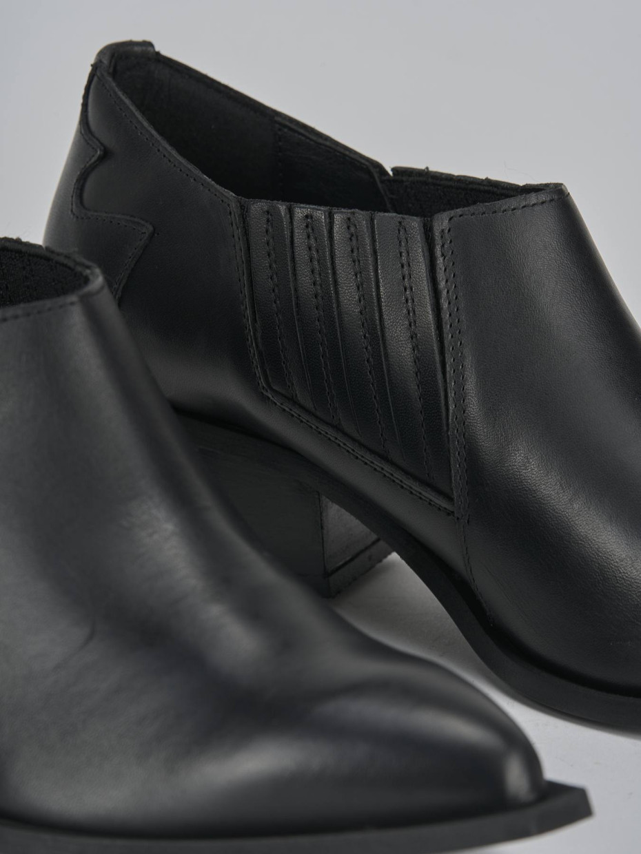 Botines de tacón alto tacón 5 cm negro cuero