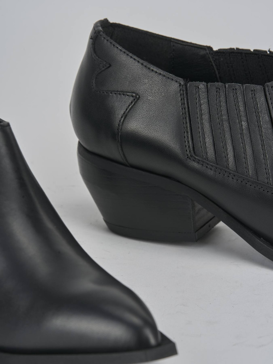 Botines de tacón alto tacón 5 cm negro cuero