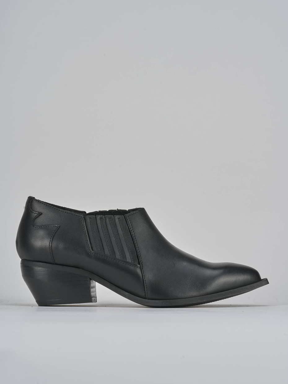 Botines de tacón alto tacón 5 cm negro cuero