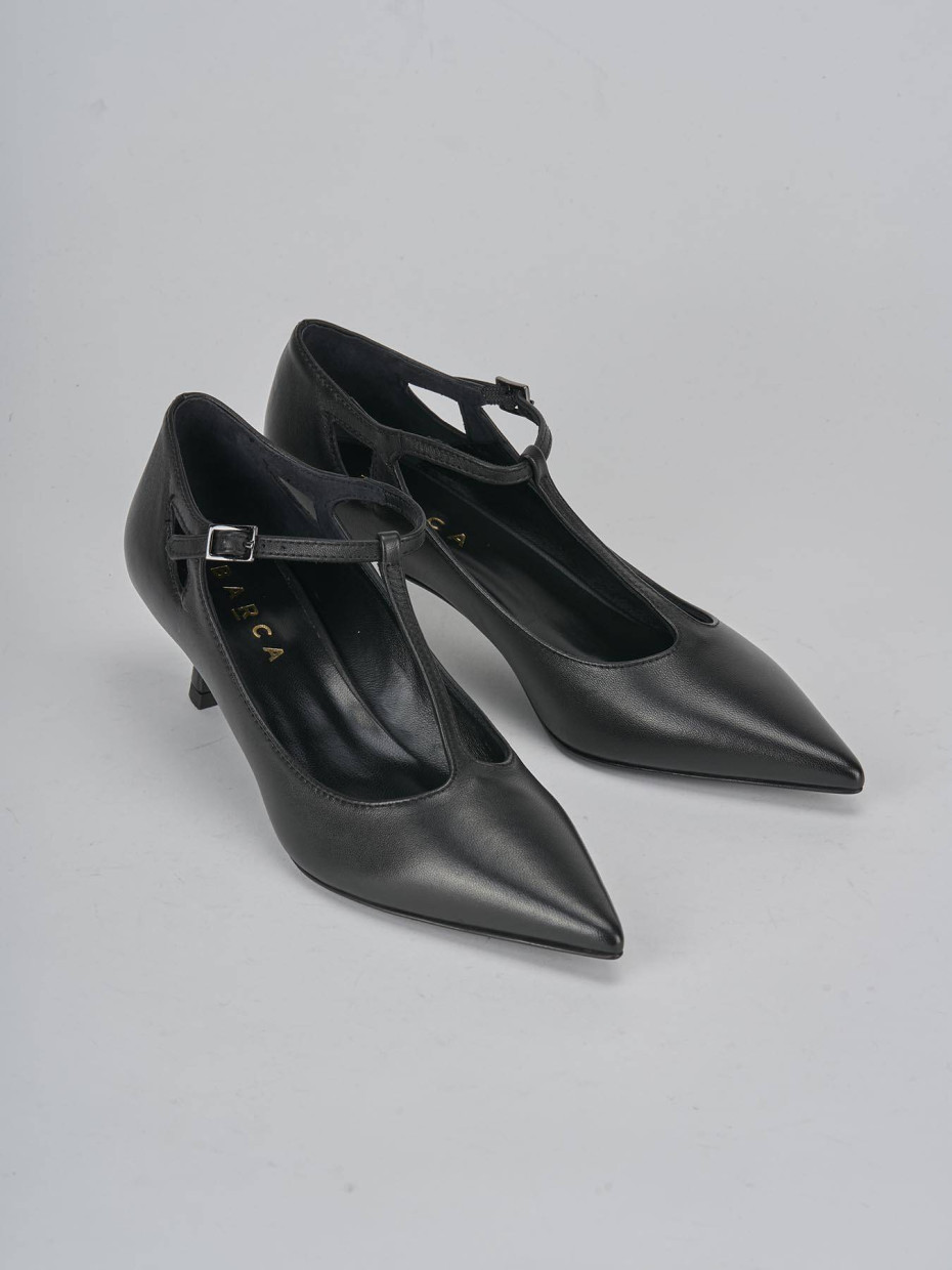 Zapatos de salón tacón 3 cm negro cuero