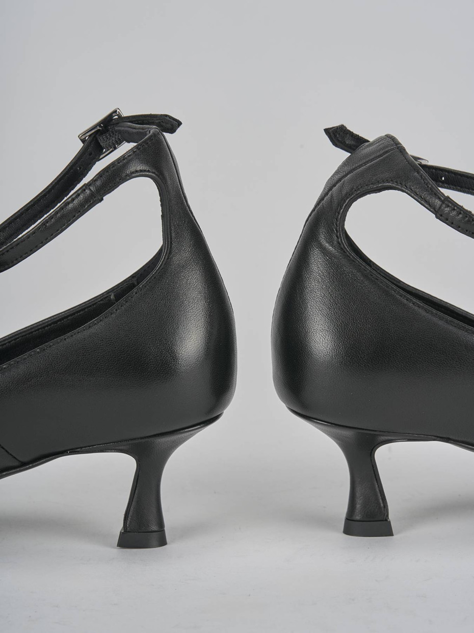 Zapatos de salón tacón 3 cm negro cuero