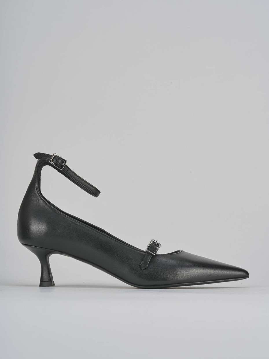 Zapatos de salón tacón 3 cm negro cuero