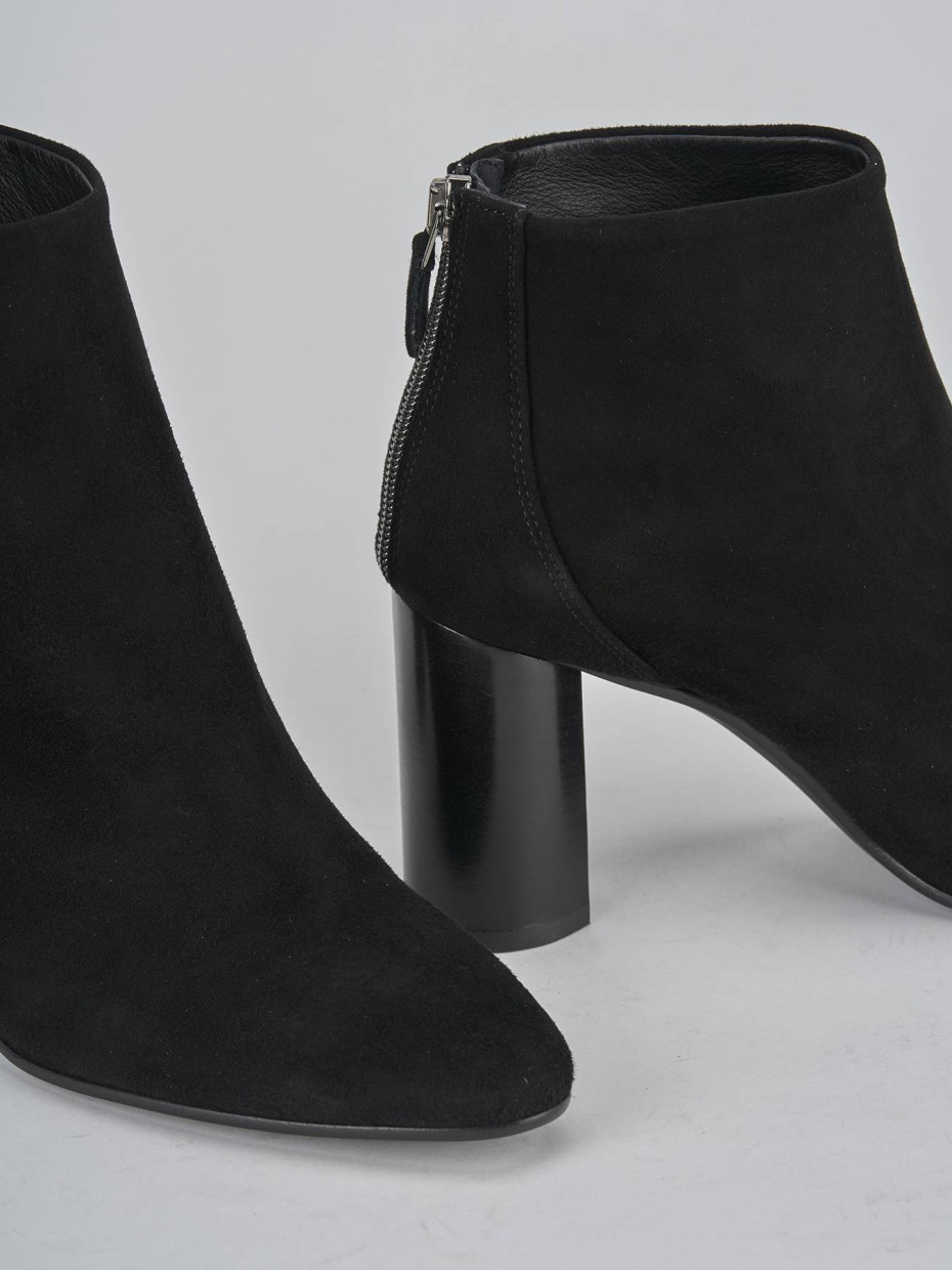 Botines de tacón alto tacón 7 cm negro ante