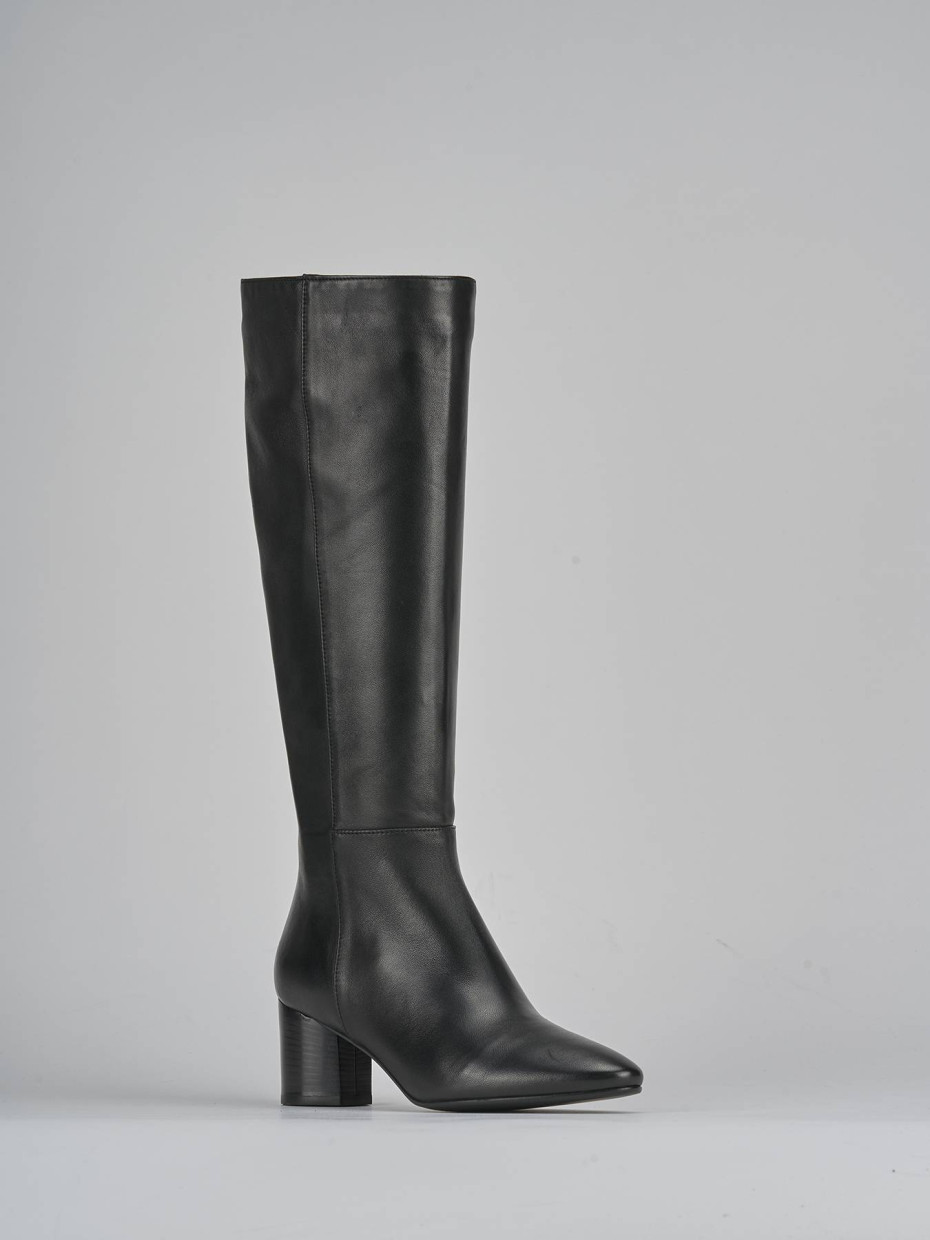High heel boots heel 5 cm black leather
