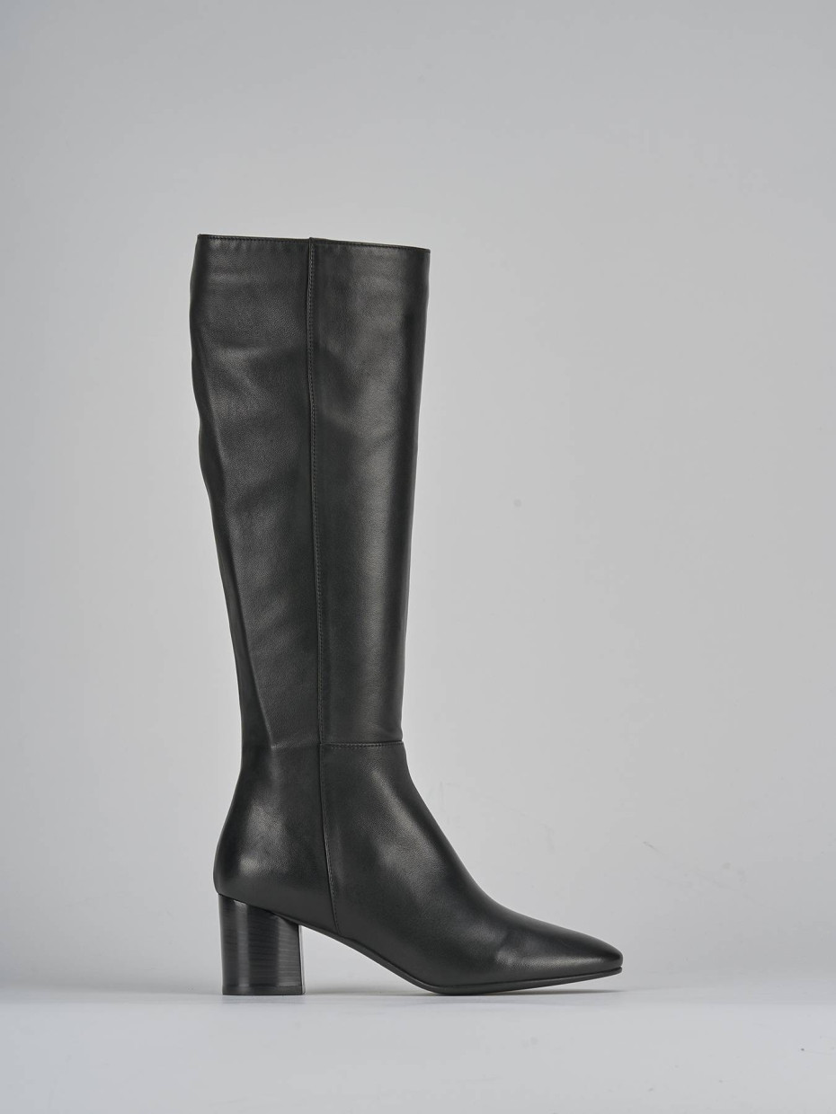 High heel boots heel 5 cm black leather