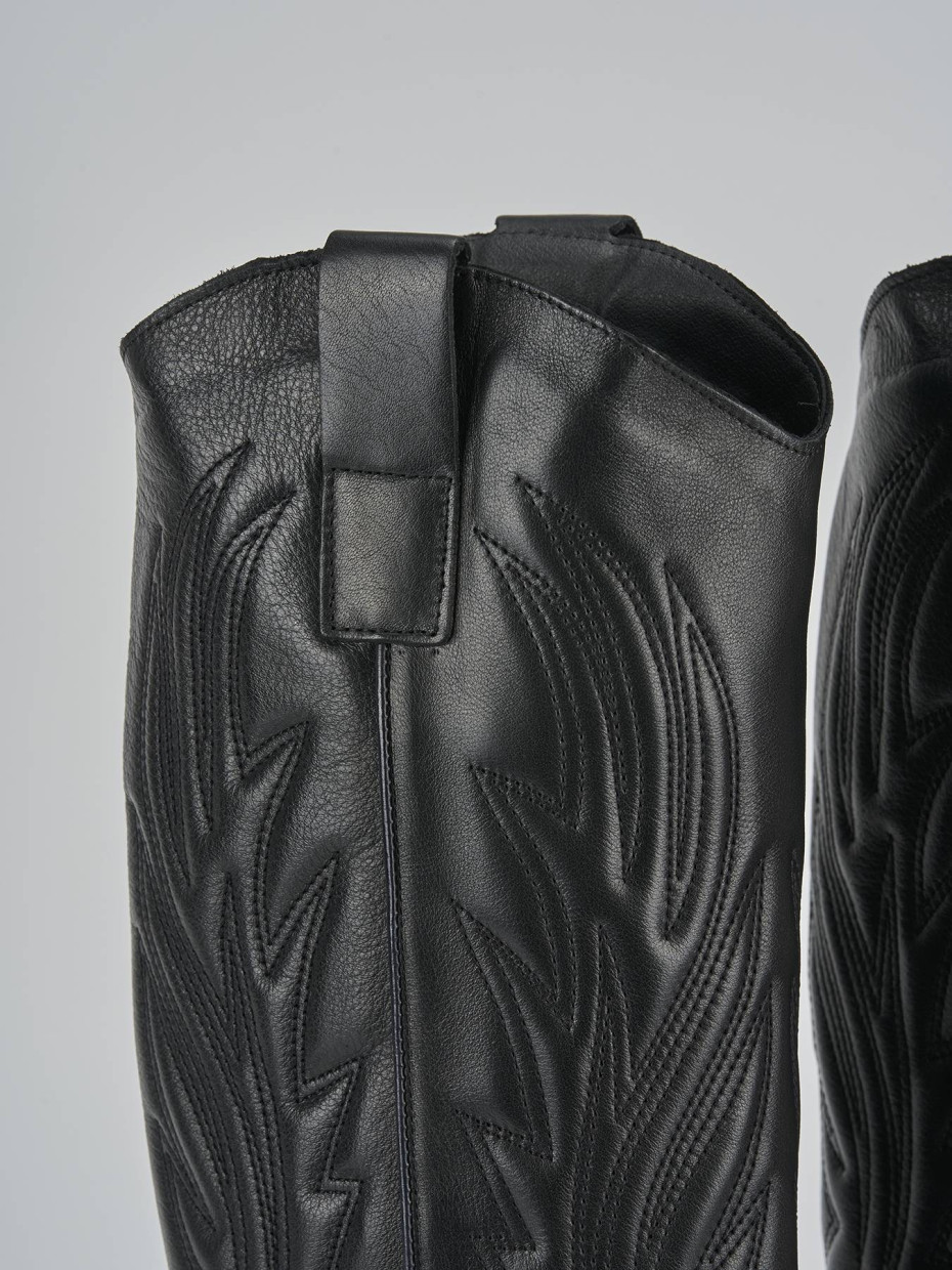 High heel boots heel 7 cm black leather