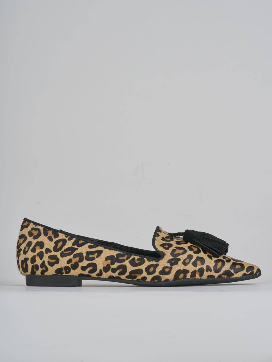Bailarinas tacón 1 cm multicolor cuero de vaca con pelo
