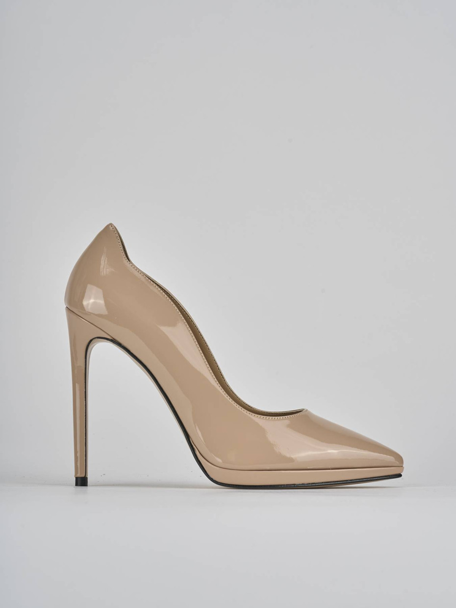 Zapatos de salón tacón 11 cm beis charol