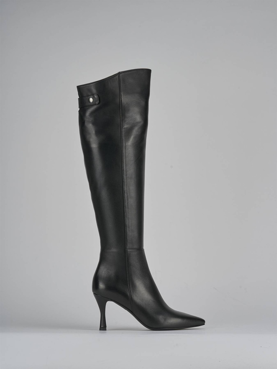High heel boots heel 5 cm black leather