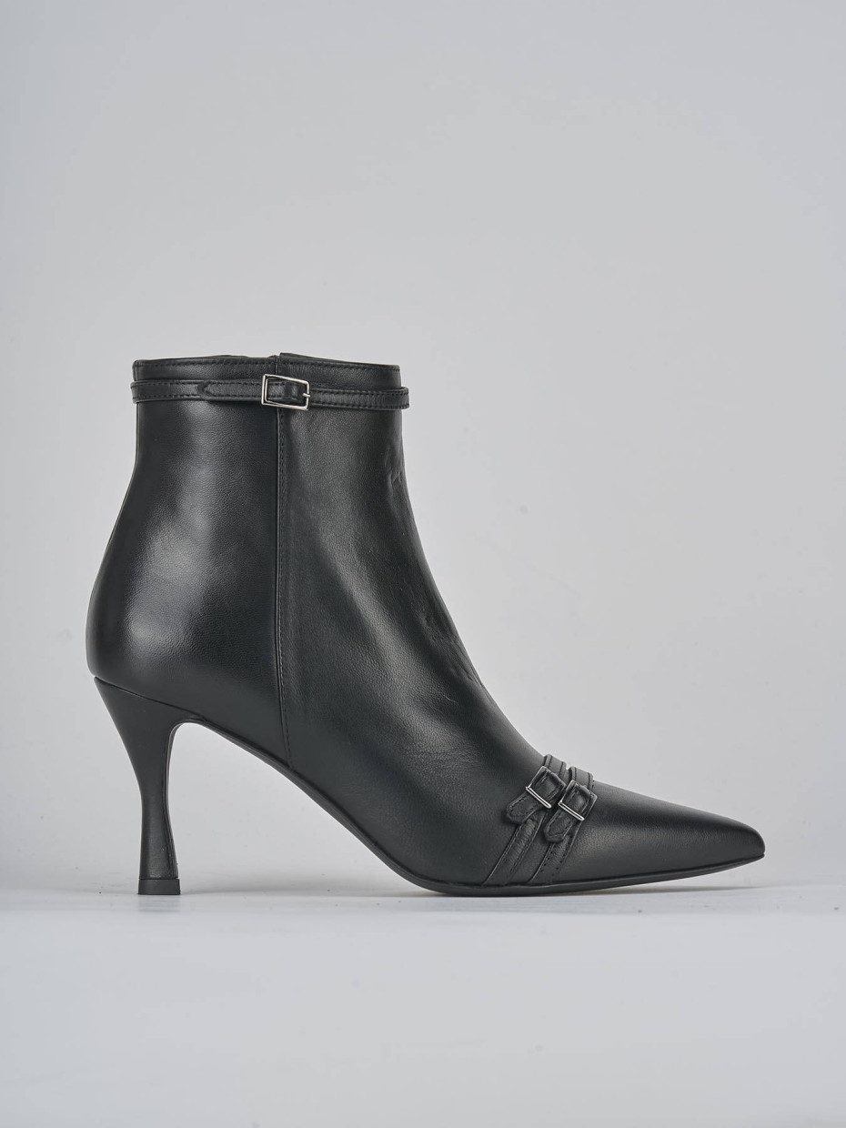 Botines de tacón alto tacón 6 cm negro cuero