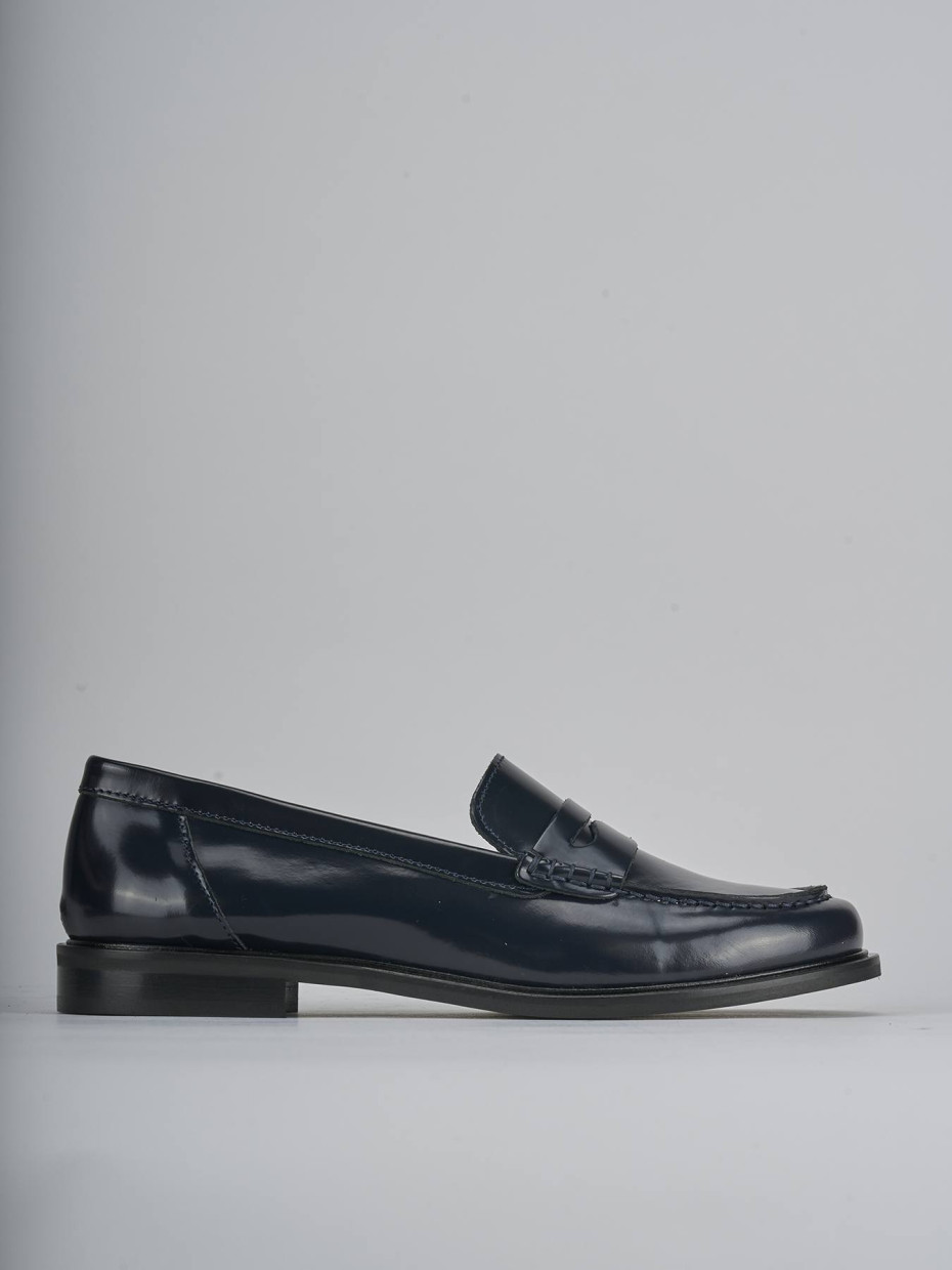 Mocasines tacón 1 cm azul cuero