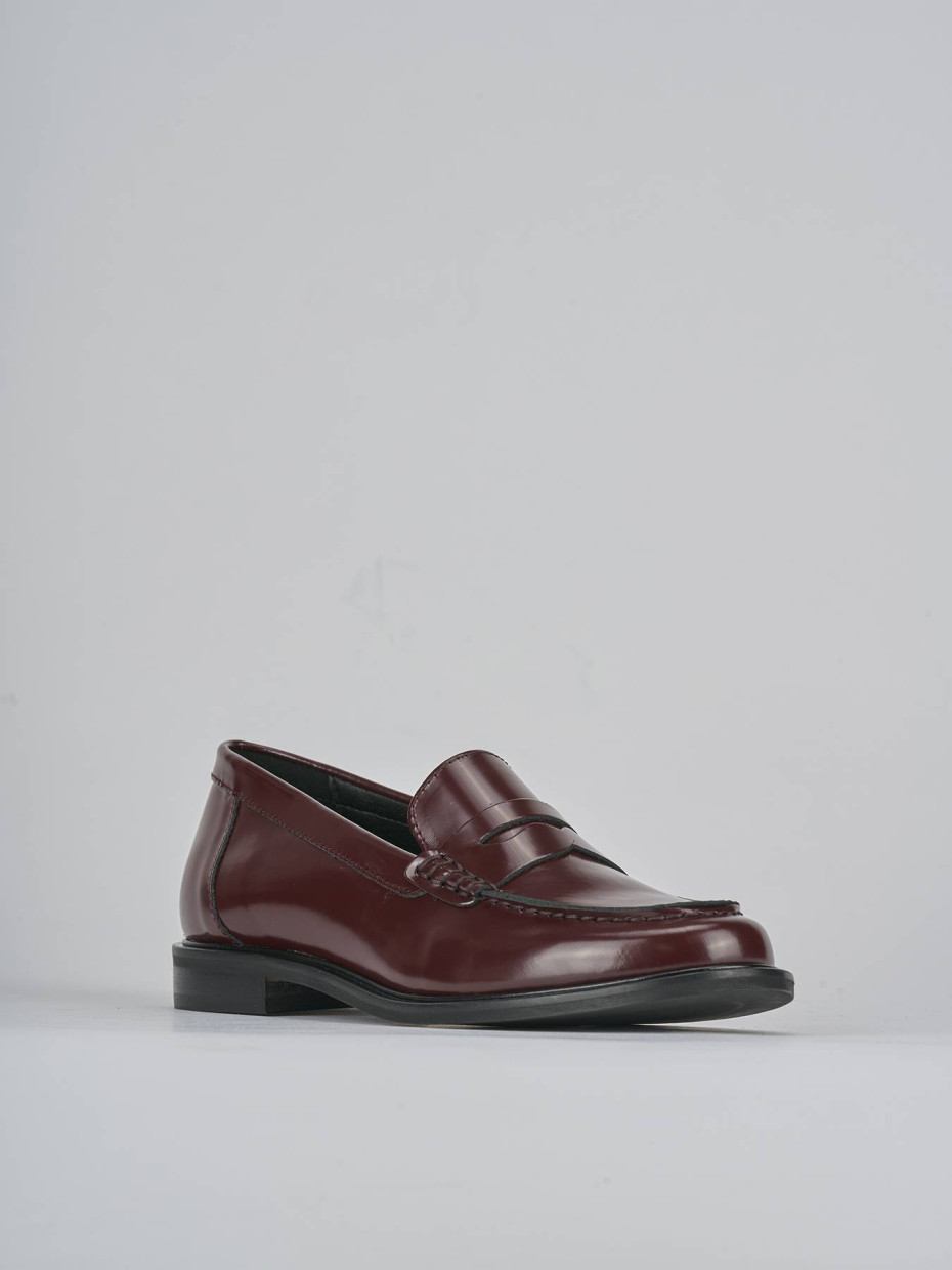 Mocasines tacón 1 cm burdeos cuero