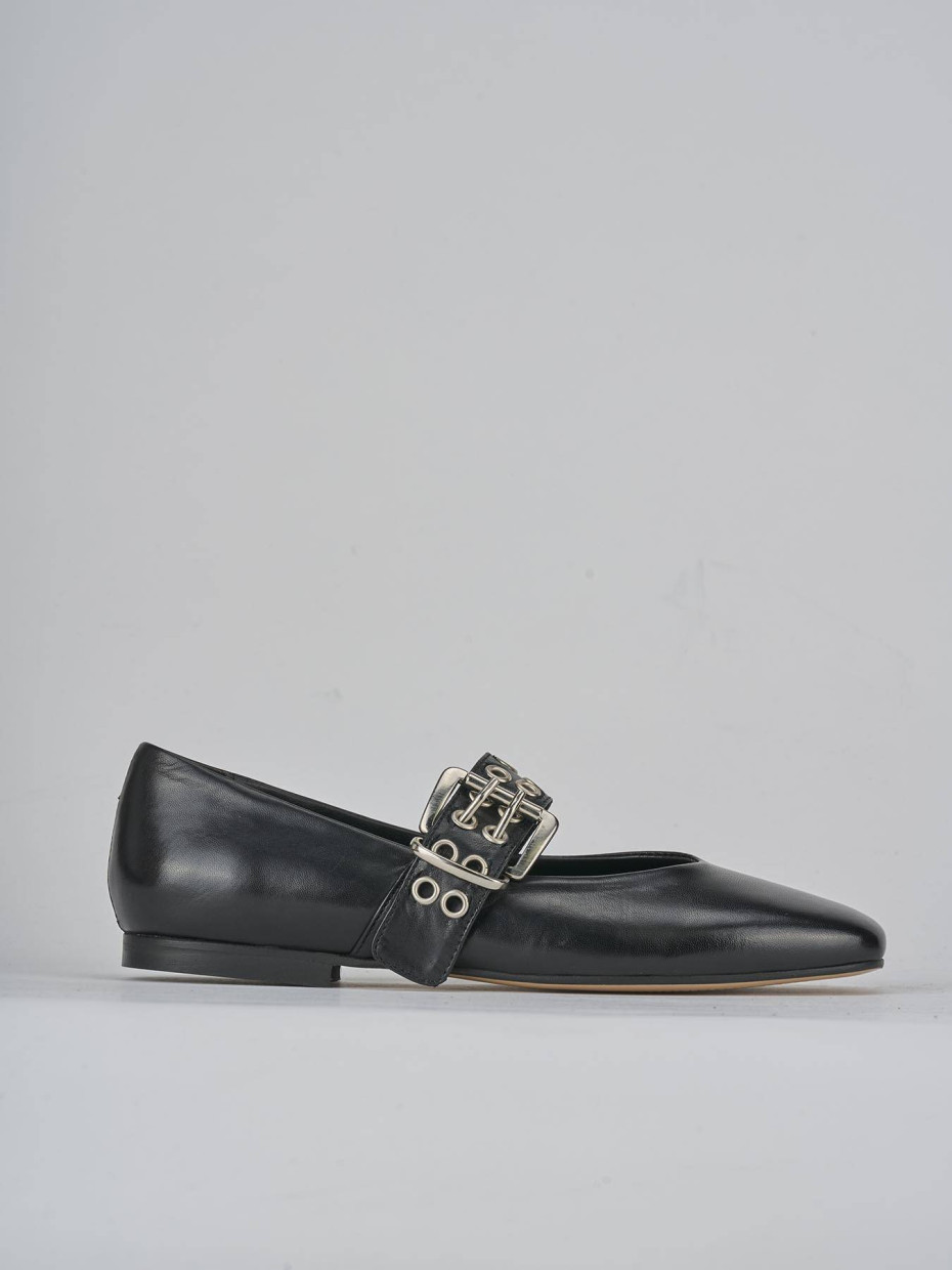 Bailarinas tacón 1 cm negro cuero