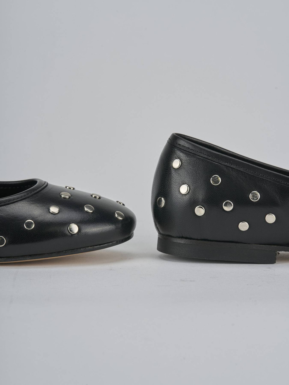 Flat shoes heel 1 cm black leather