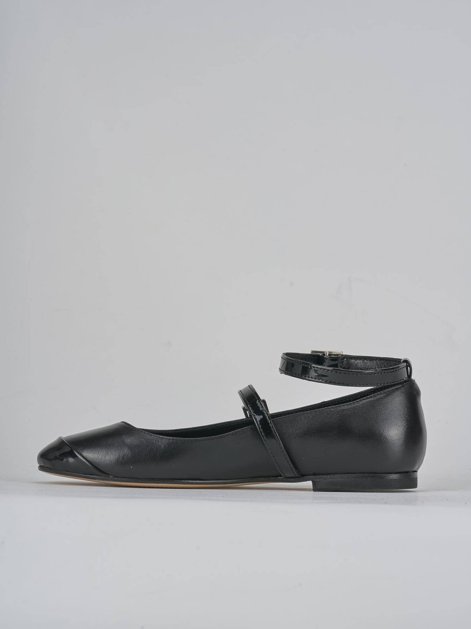 Bailarinas tacón 1 cm negro cuero
