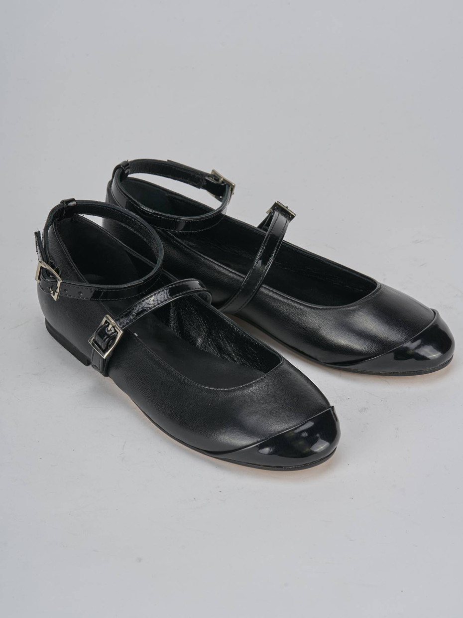 Bailarinas tacón 1 cm negro cuero
