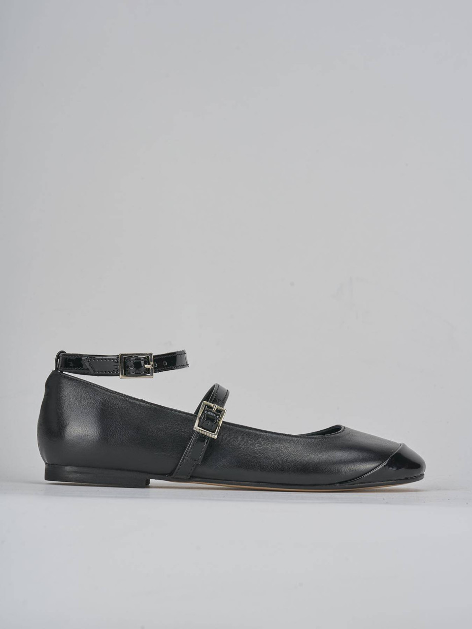 Bailarinas tacón 1 cm negro cuero