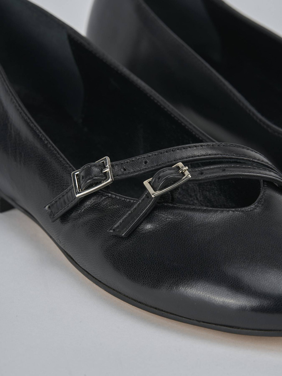 Bailarinas tacón 1 cm negro cuero