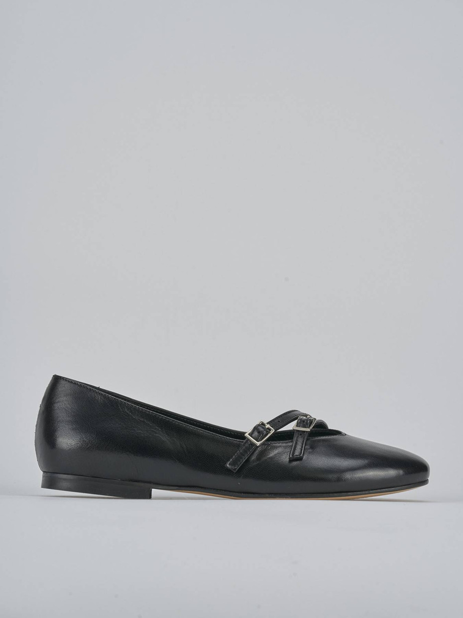 Bailarinas tacón 1 cm negro cuero