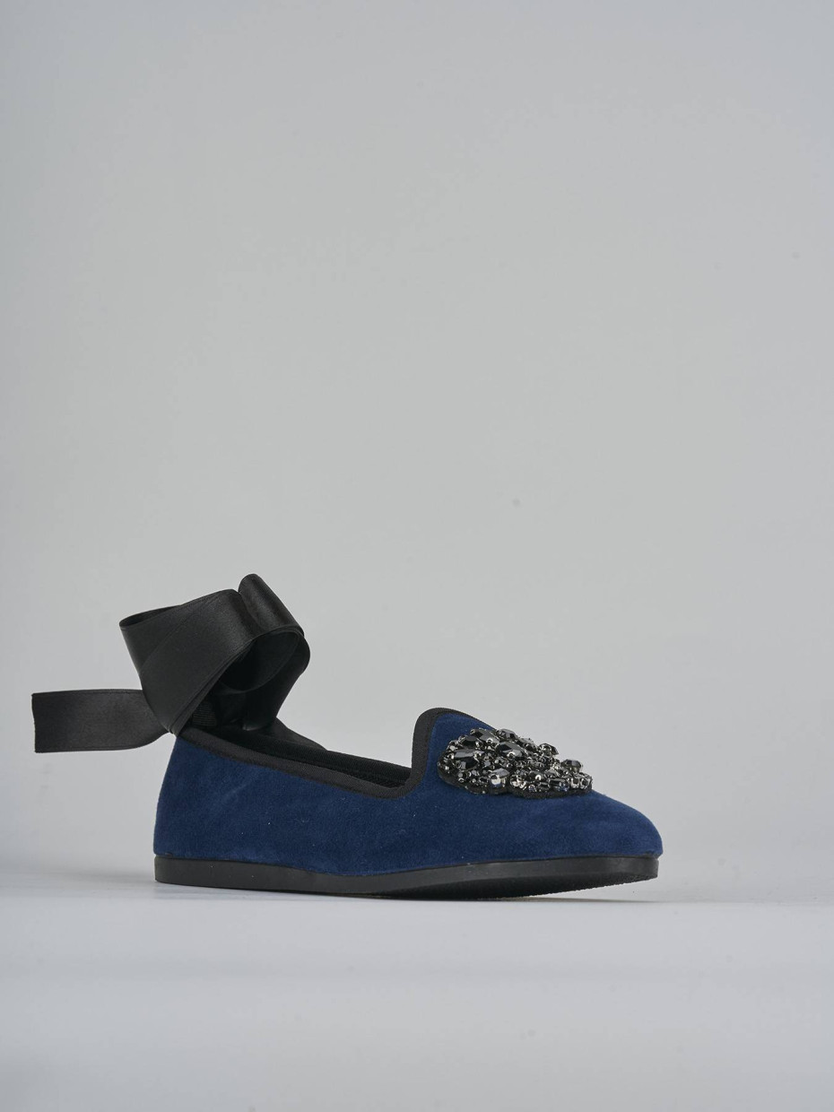 Ballerine tacco 1cm velluto blu
