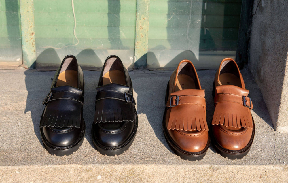 Mocasines tacón 2 cm negro cuero