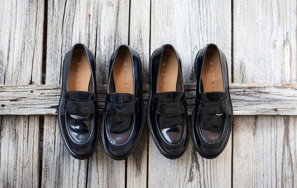 Mocasines tacón 2 cm negro cuero