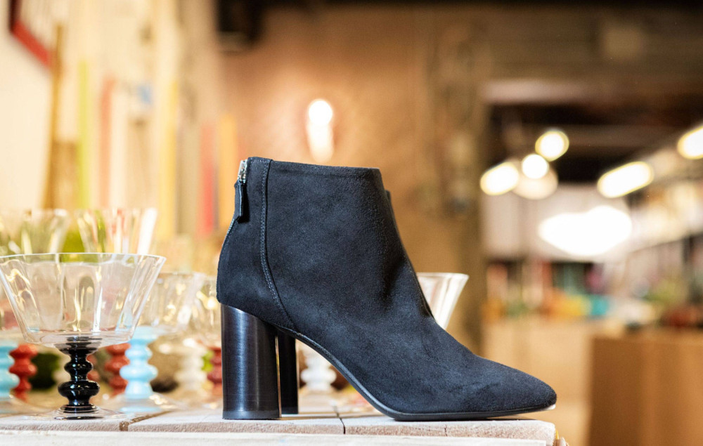 Botines de tacón alto tacón 7 cm negro ante