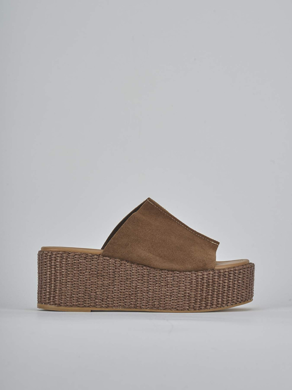 Mules tacón 7 cm marrón oscuro ante